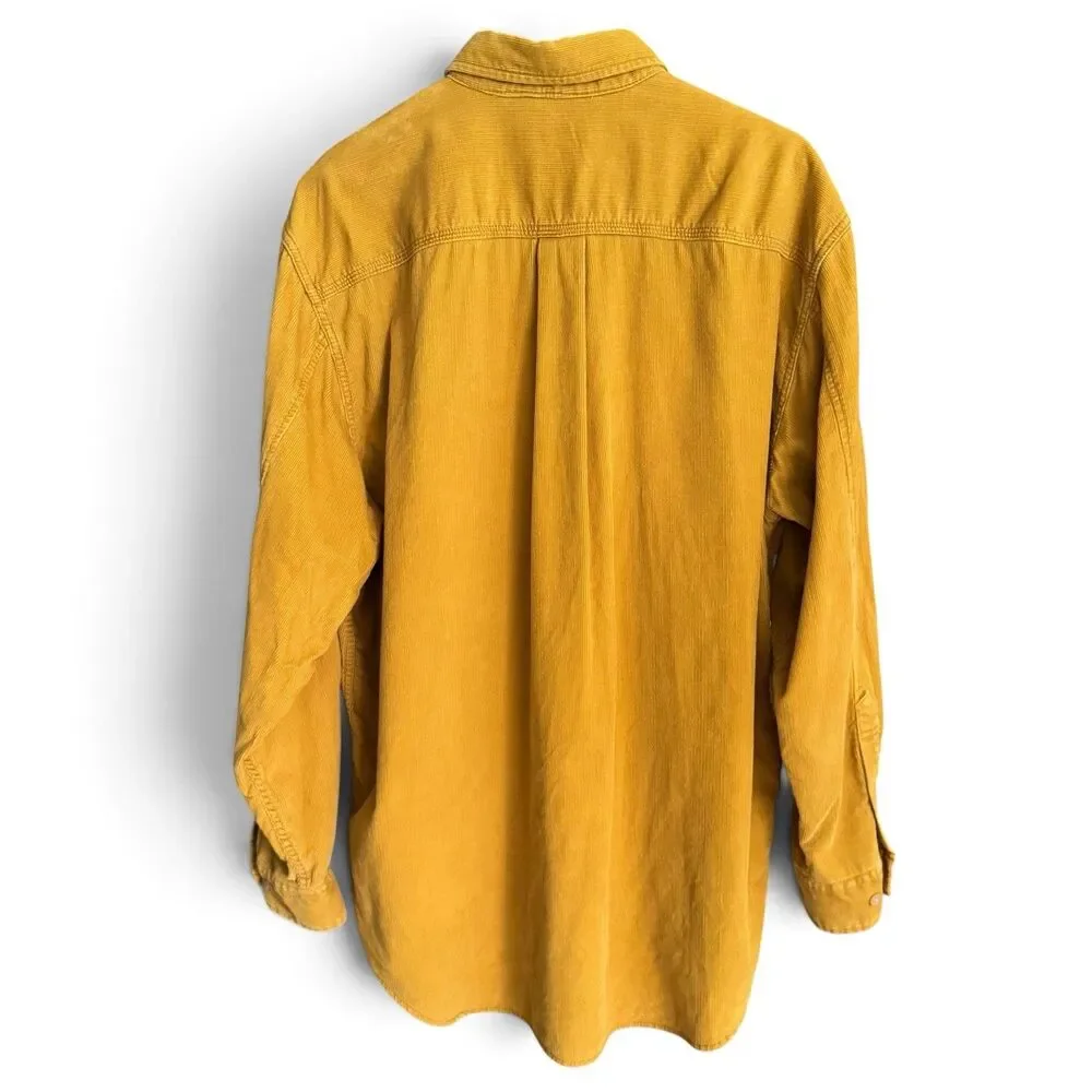 VTG Banana Republic Corduroy Shirt Men M Mustard Yellow Pinwale Cotton Hong Kong